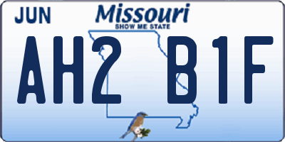 MO license plate AH2B1F