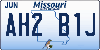 MO license plate AH2B1J