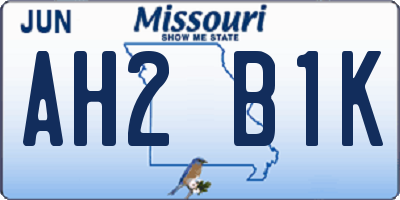 MO license plate AH2B1K