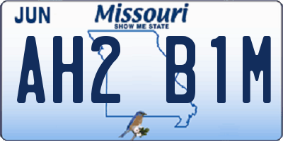 MO license plate AH2B1M