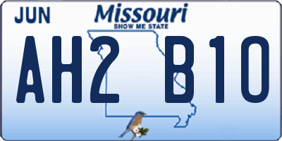 MO license plate AH2B1O