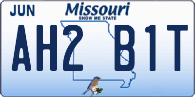 MO license plate AH2B1T