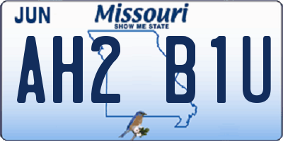 MO license plate AH2B1U