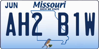 MO license plate AH2B1W