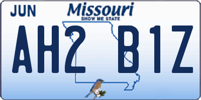 MO license plate AH2B1Z