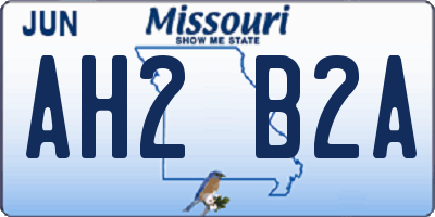 MO license plate AH2B2A