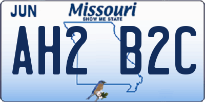 MO license plate AH2B2C