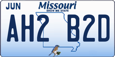 MO license plate AH2B2D