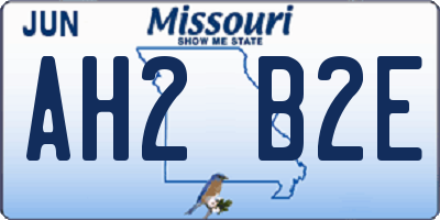 MO license plate AH2B2E