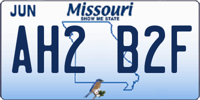 MO license plate AH2B2F