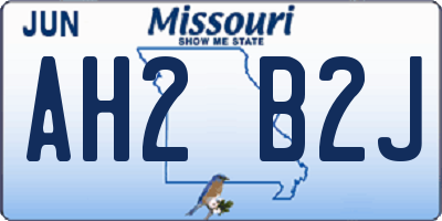 MO license plate AH2B2J