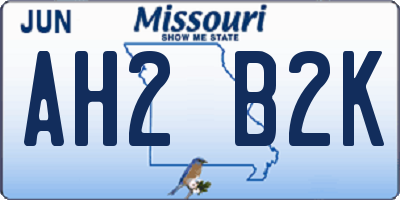 MO license plate AH2B2K