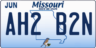 MO license plate AH2B2N