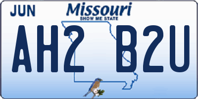 MO license plate AH2B2U