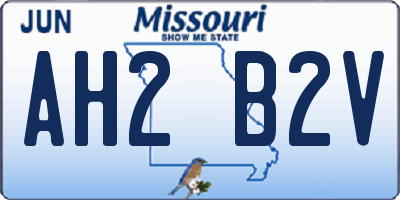 MO license plate AH2B2V