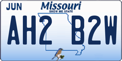 MO license plate AH2B2W