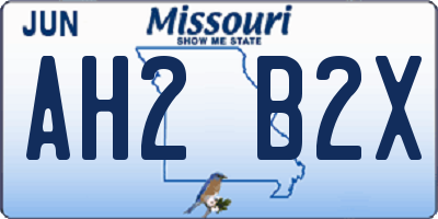 MO license plate AH2B2X