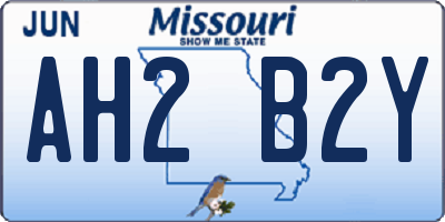 MO license plate AH2B2Y