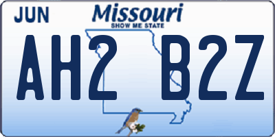 MO license plate AH2B2Z