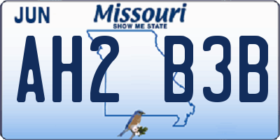 MO license plate AH2B3B