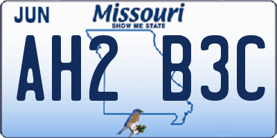 MO license plate AH2B3C