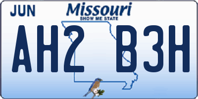 MO license plate AH2B3H