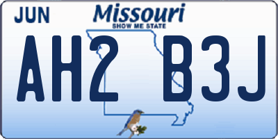 MO license plate AH2B3J