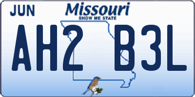 MO license plate AH2B3L