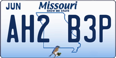 MO license plate AH2B3P