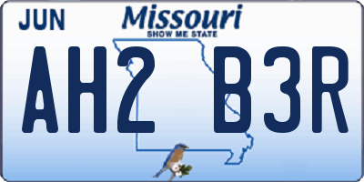 MO license plate AH2B3R