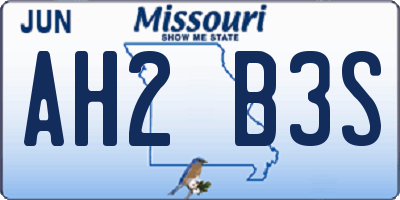 MO license plate AH2B3S