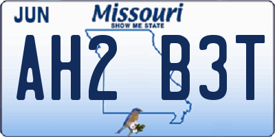 MO license plate AH2B3T