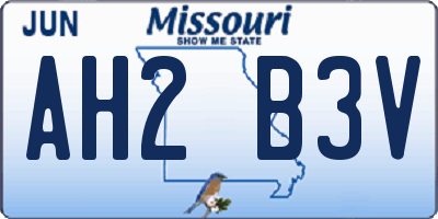 MO license plate AH2B3V