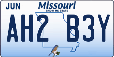 MO license plate AH2B3Y