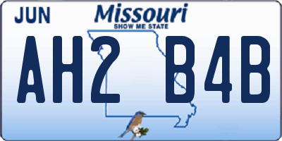 MO license plate AH2B4B