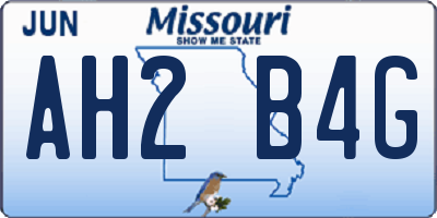 MO license plate AH2B4G