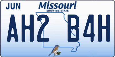 MO license plate AH2B4H