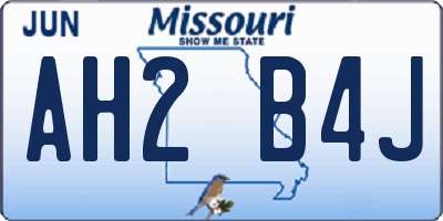 MO license plate AH2B4J