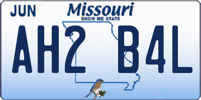 MO license plate AH2B4L