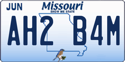 MO license plate AH2B4M