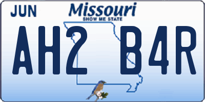 MO license plate AH2B4R