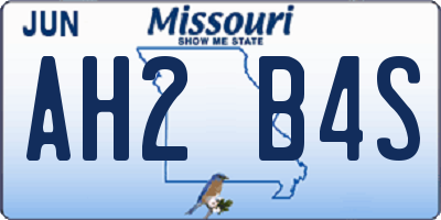 MO license plate AH2B4S