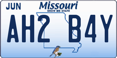 MO license plate AH2B4Y