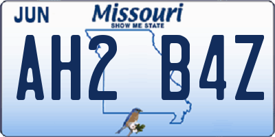 MO license plate AH2B4Z