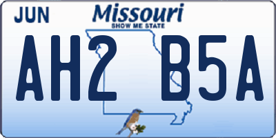 MO license plate AH2B5A