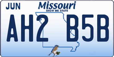 MO license plate AH2B5B