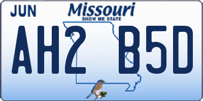 MO license plate AH2B5D