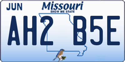 MO license plate AH2B5E