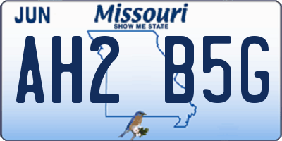 MO license plate AH2B5G