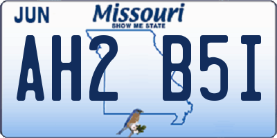 MO license plate AH2B5I